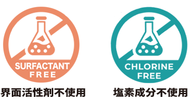 界面活性剤不使用・塩素成分不使用イメージ図