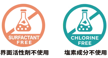 界面活性剤不使用・塩素成分不使用イメージ図