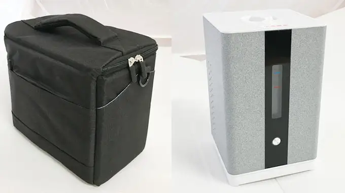 本体と付属の取っ手の付いた本体収納ケース